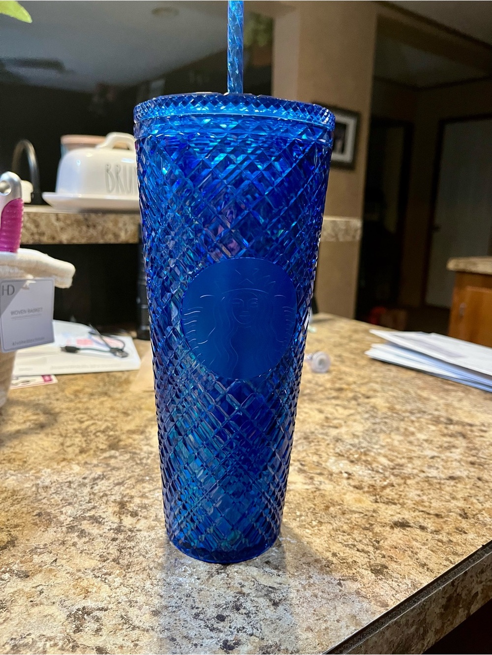 Starbucks Holiday 2022 Azure Blue Jewel Studded Cold Venti Tumbler